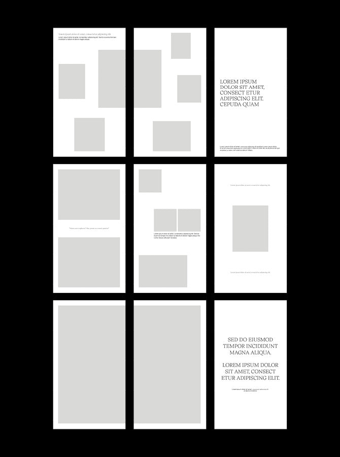 02_Design – Layouted Pages for Instagram Feed & Stories / 50 Layouted Pages
