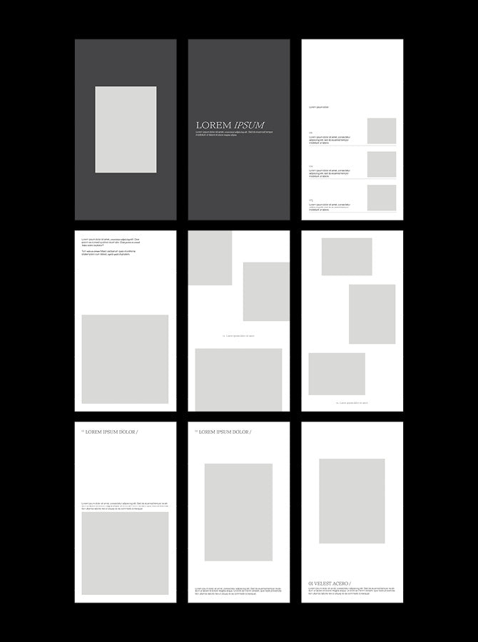 02_Design – Layouted Pages for Instagram Feed & Stories / 50 Layouted Pages