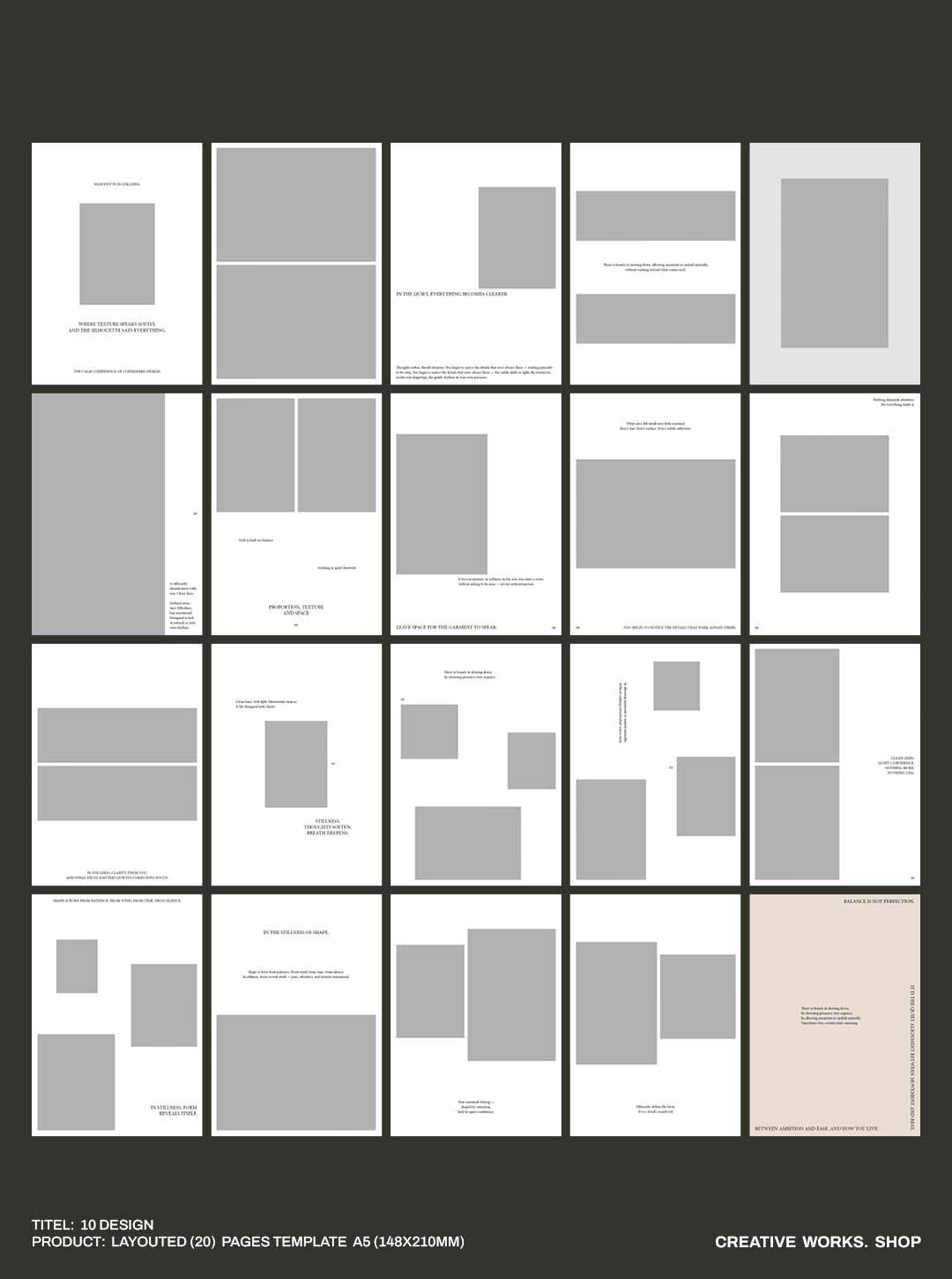 10 Design - Layouted (20) Pages Template (A5)