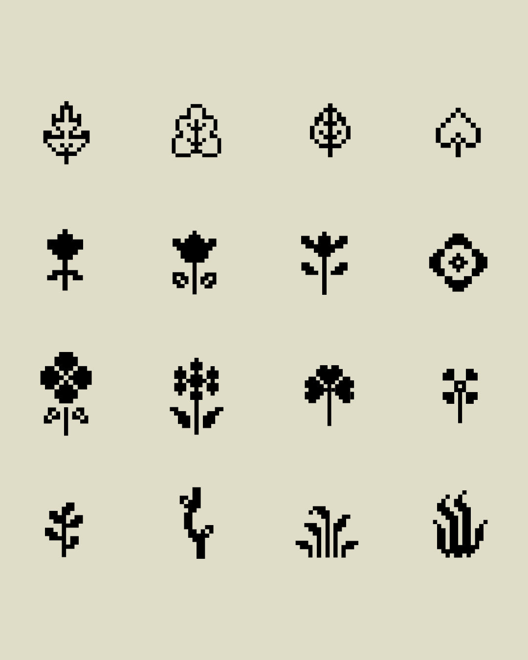 16 Floral Pixel Icons