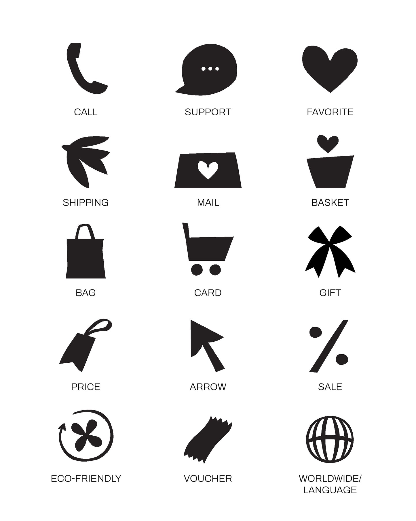 16 Webshop Icons – Organic Bold