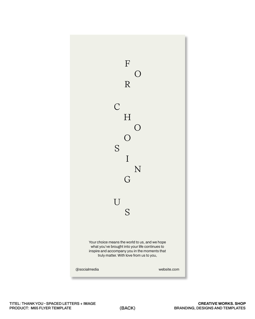 Thank you - spaced letters + image - M65 flyer Template