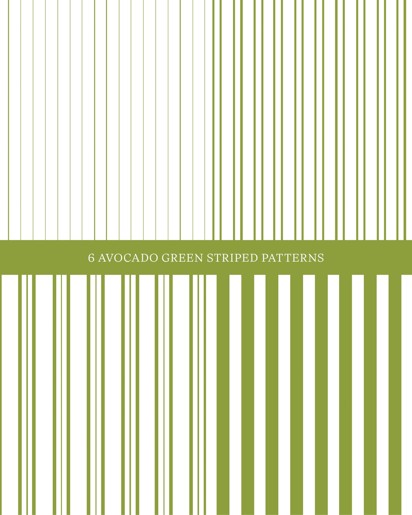 6 Avocado Green Striped Patterns