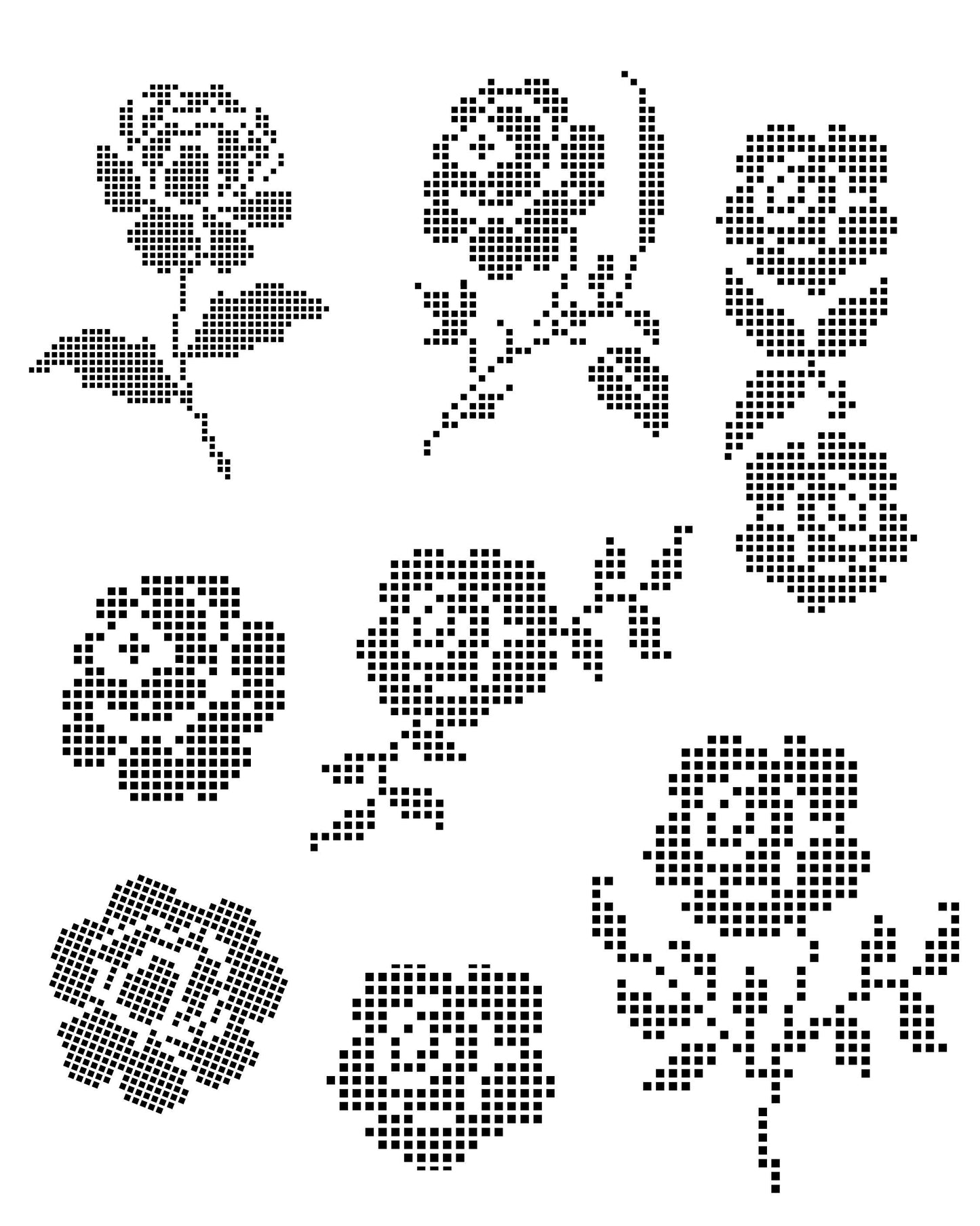 8 Crocheted Flower Illustrations