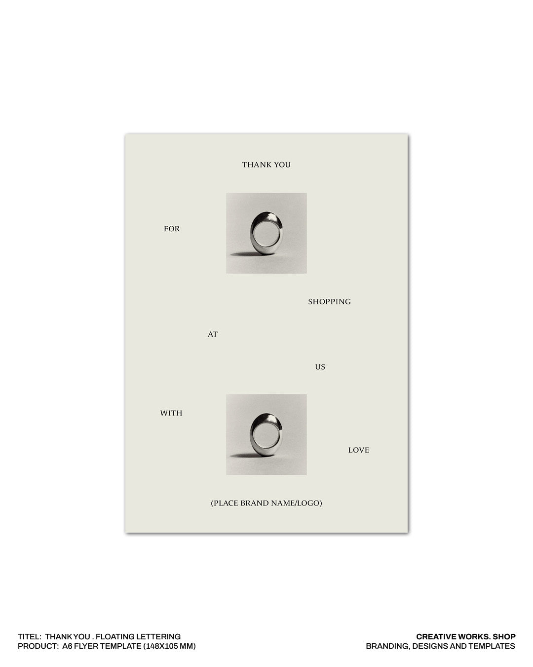 Thank you . Floating Lettering . 4 Pages .  A6 Flyer .