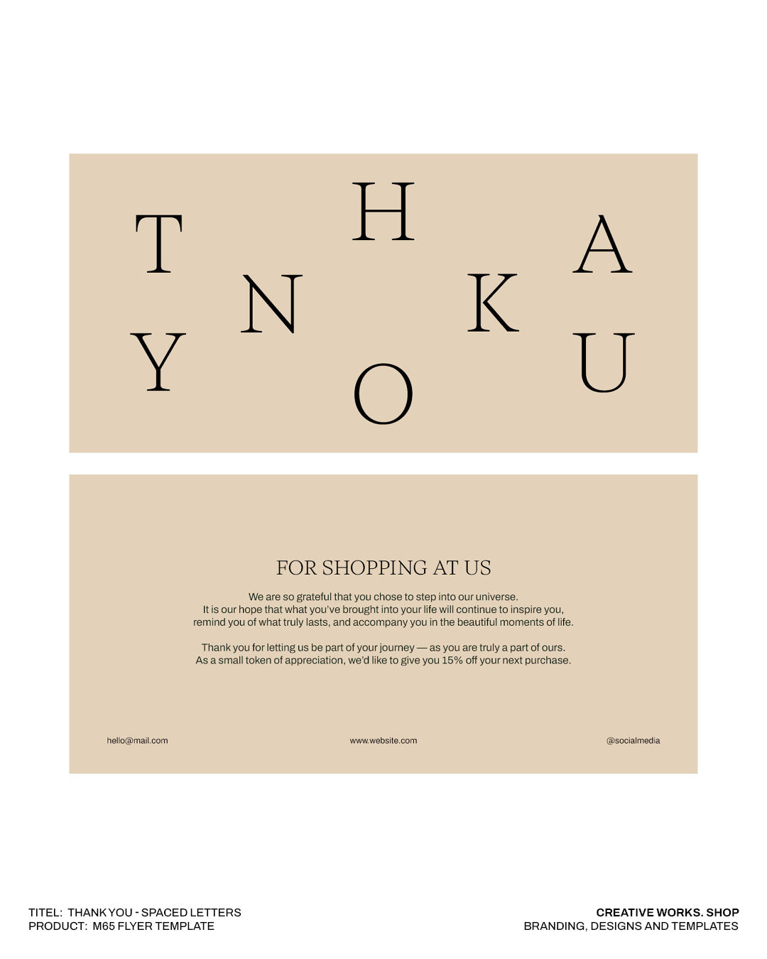 THANK YOU - spaced letters  M65-Flyer template