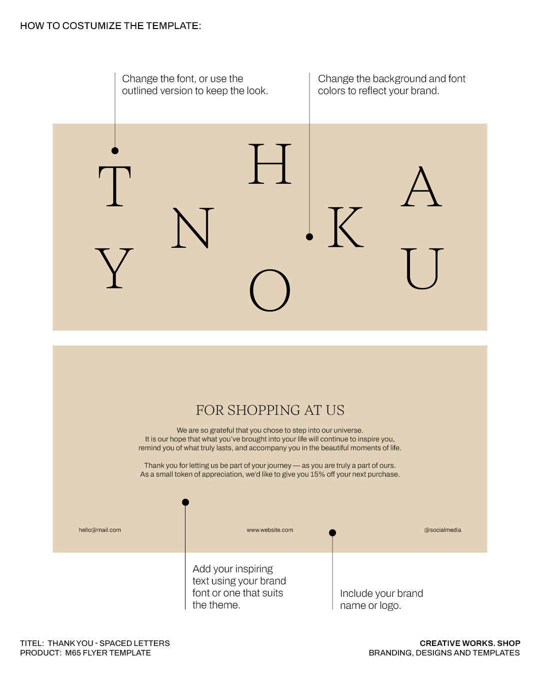 THANK YOU - spaced letters  M65-Flyer template