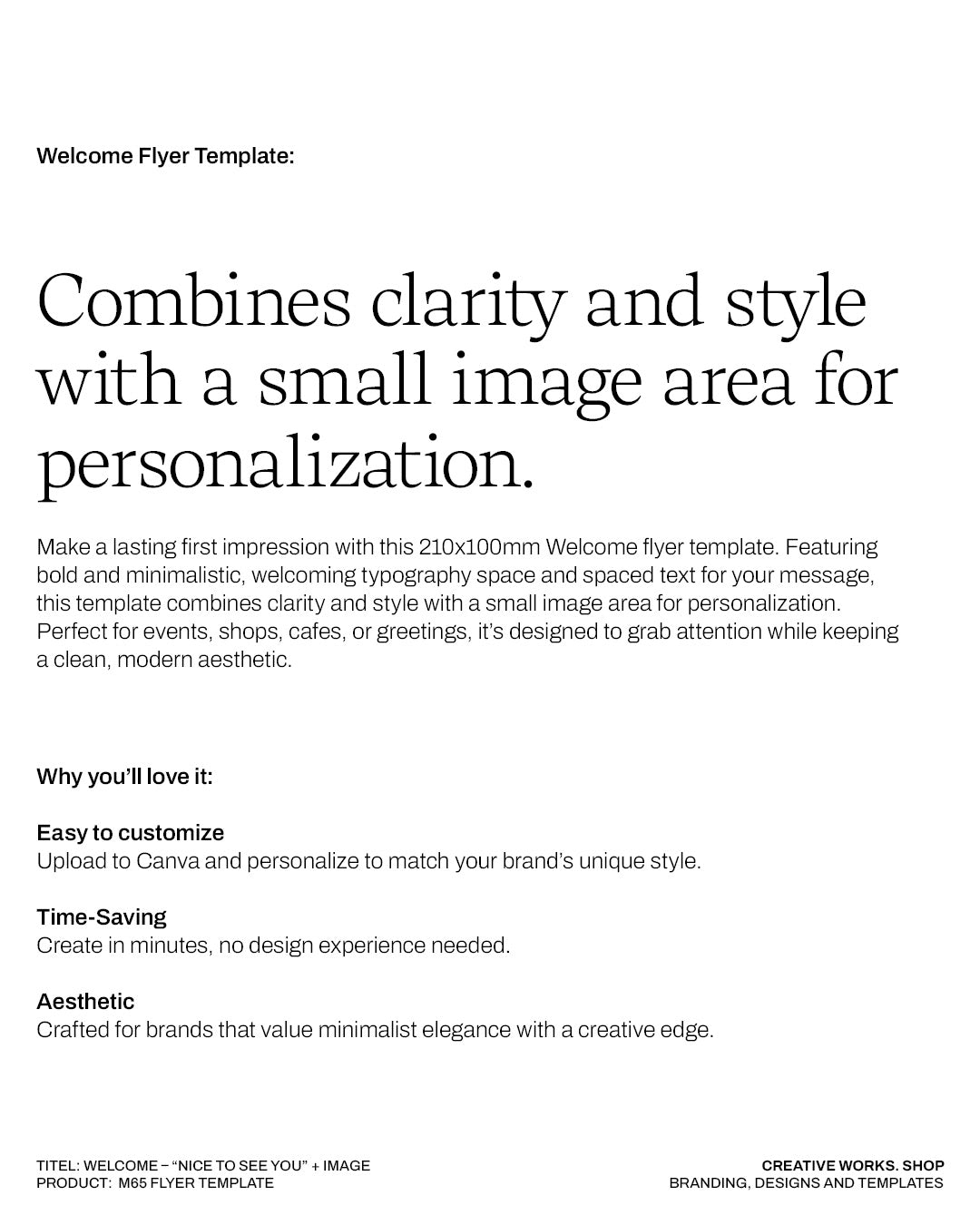Welcome – “Nice to See You” + image, M65 Flyer Template