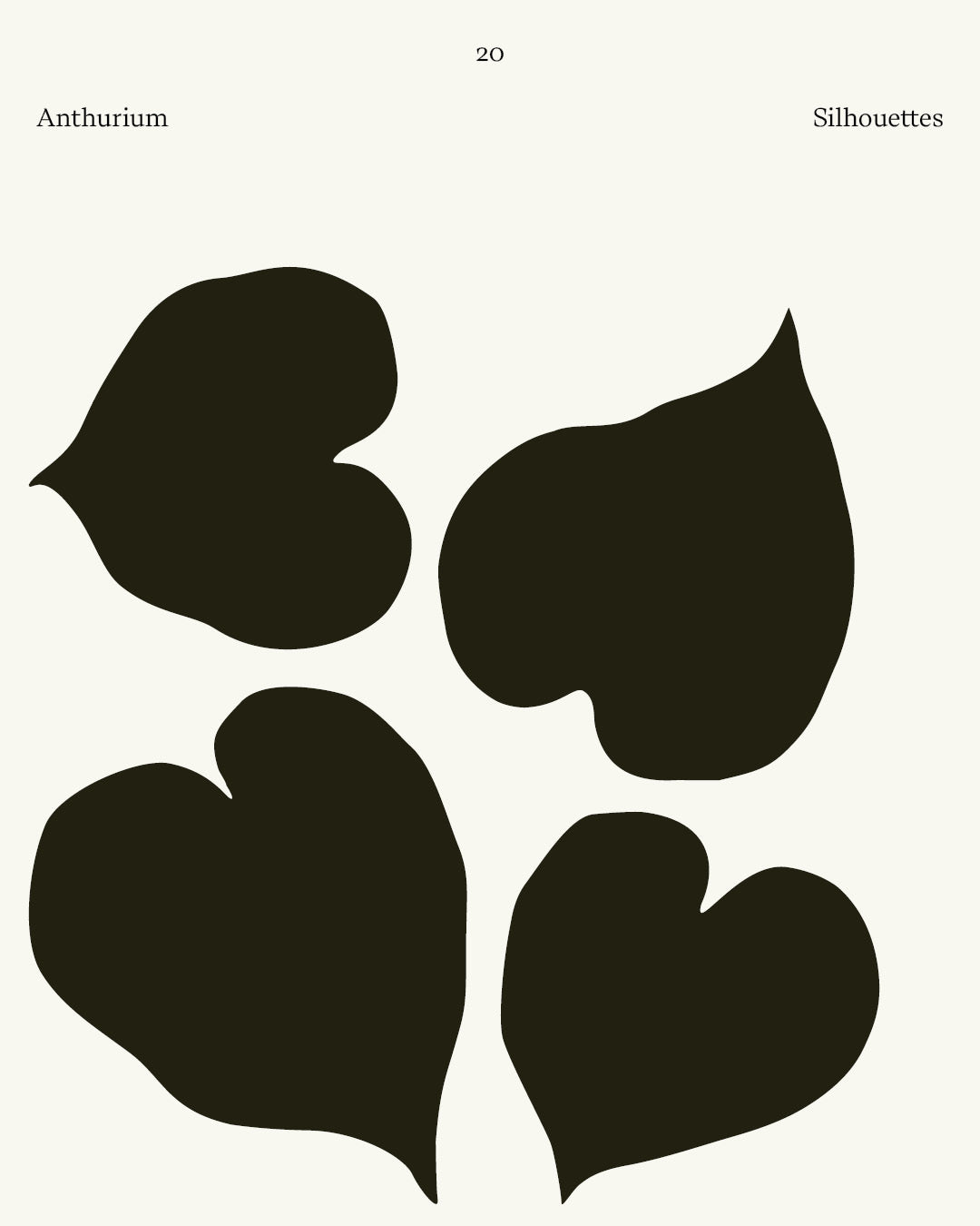 20 Anthurium Silhouettes – Hand-Drawn Botanical Illustrations