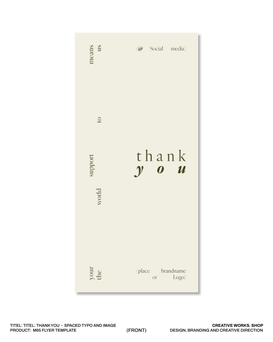 Thank You – Spaced Typography with Image – 100 x 210 mm Flyer Template