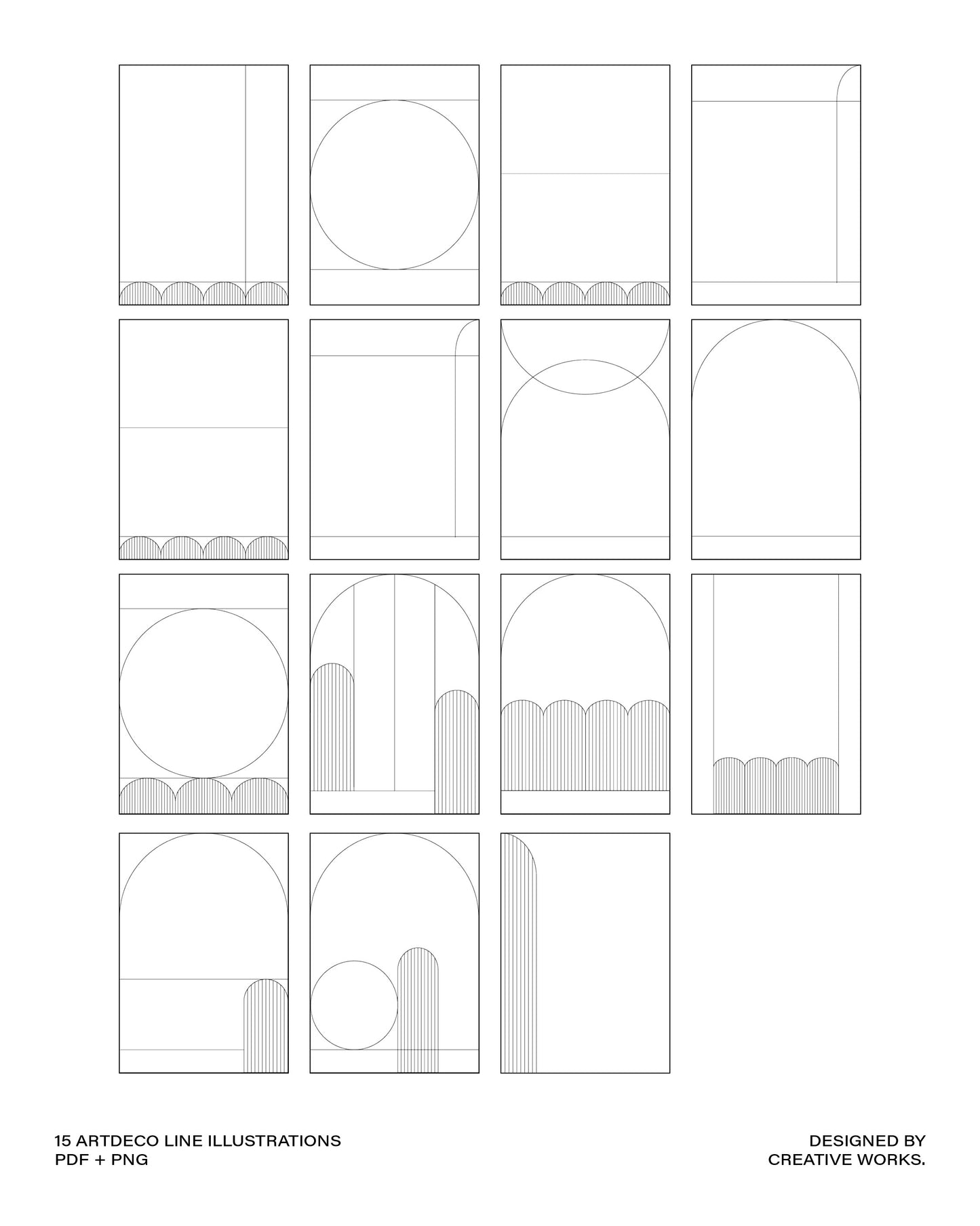 15 Art Deco Line Illustrations