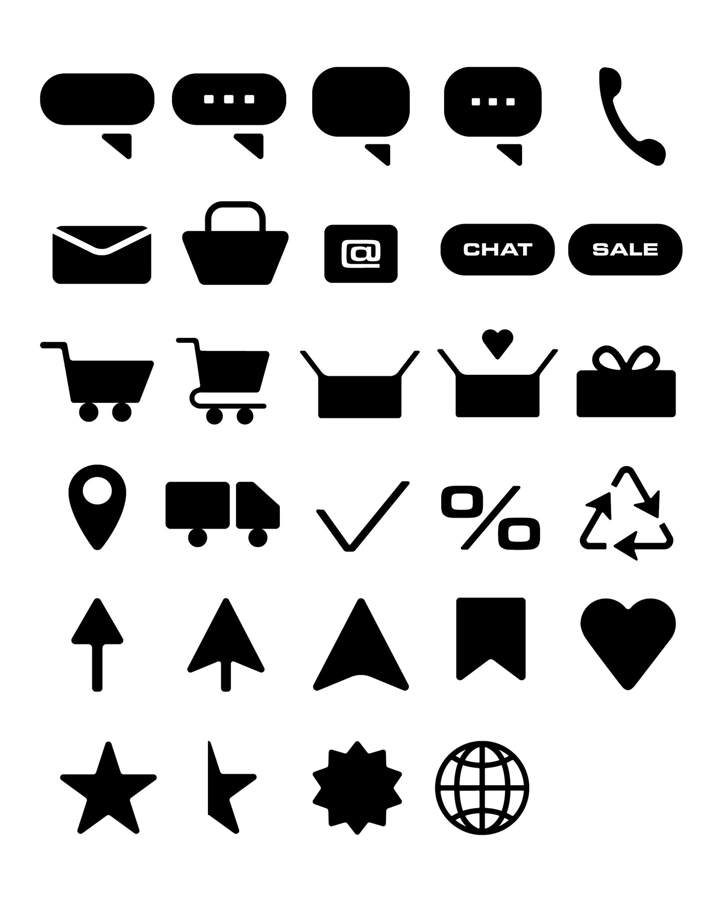 30 Webshop Icons – Curvy Bold Collection