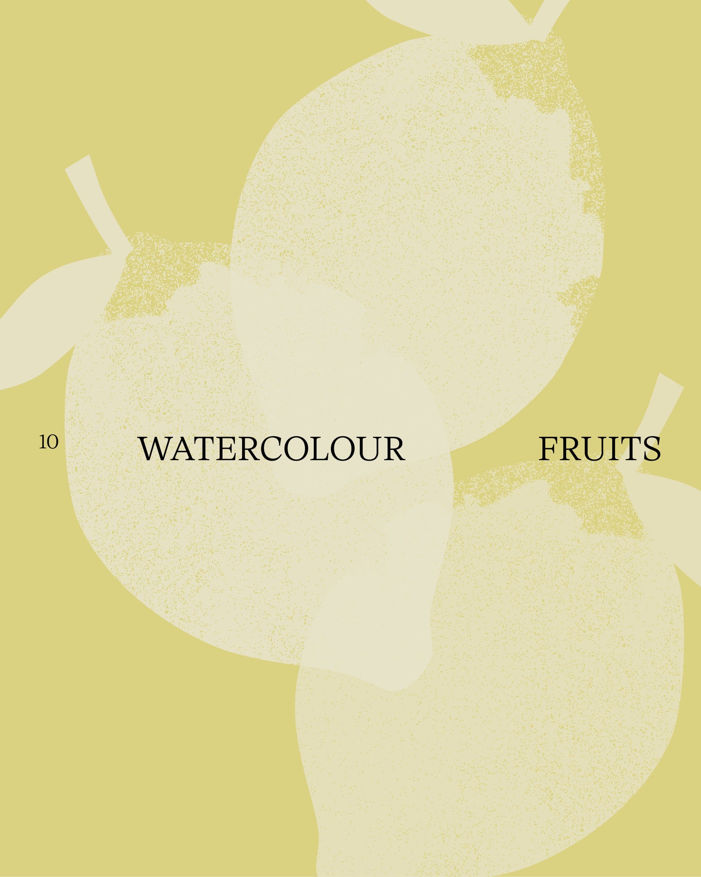 10 Watercolour Fruits Grained Offwhite Texture