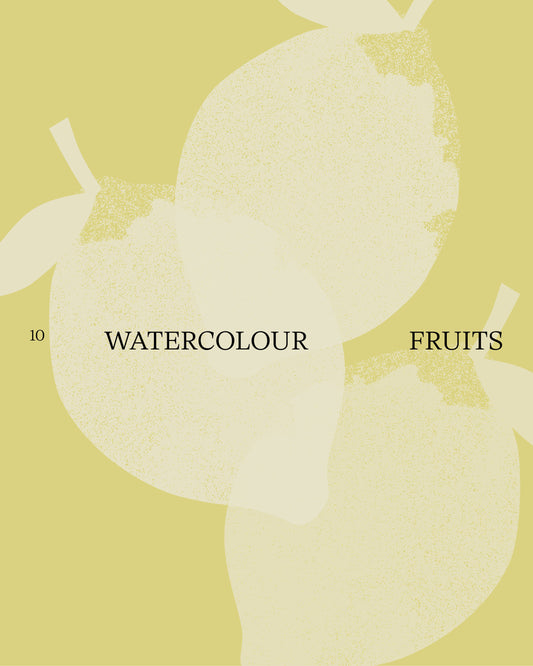 10 Watercolour Fruits Grained Offwhite Texture