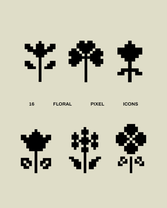 16 Floral Pixel Icons