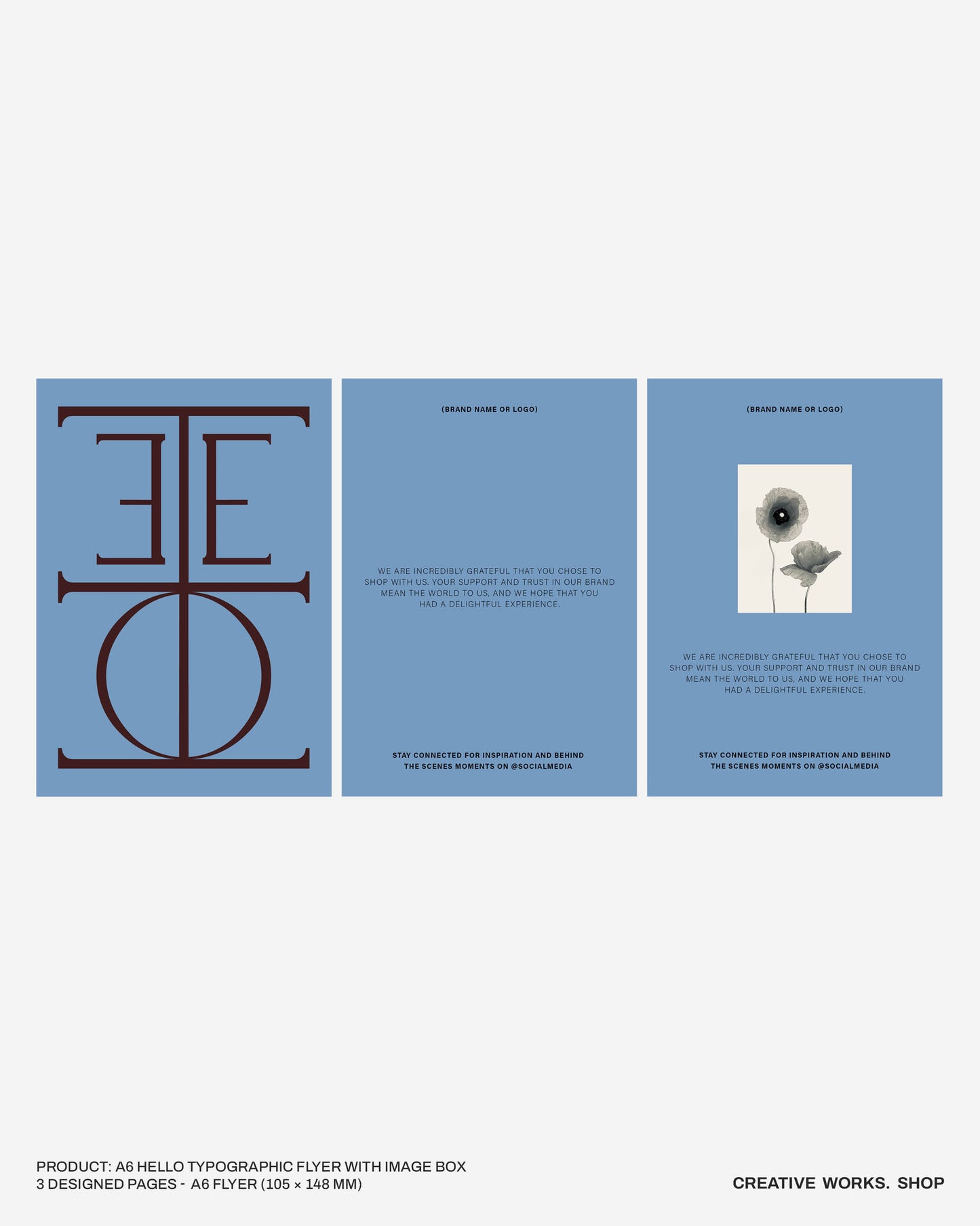 A6 HELLO Typographic Flyer with Image Box