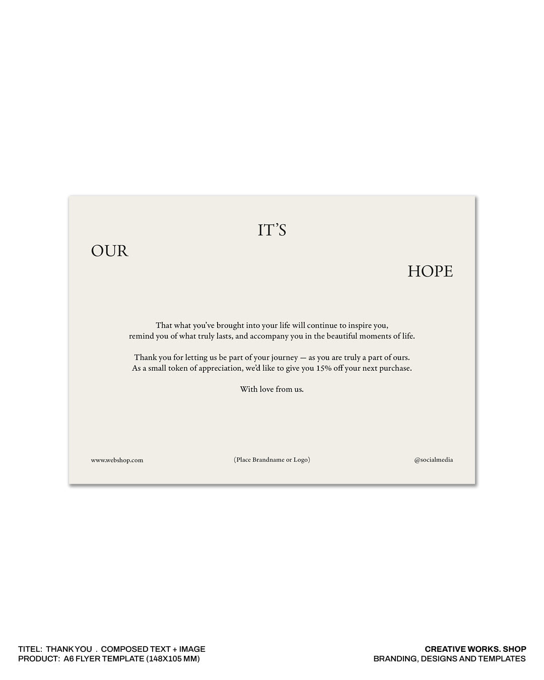 Thank You . Composed Text + Image . 3 Pages . A6 flyer template