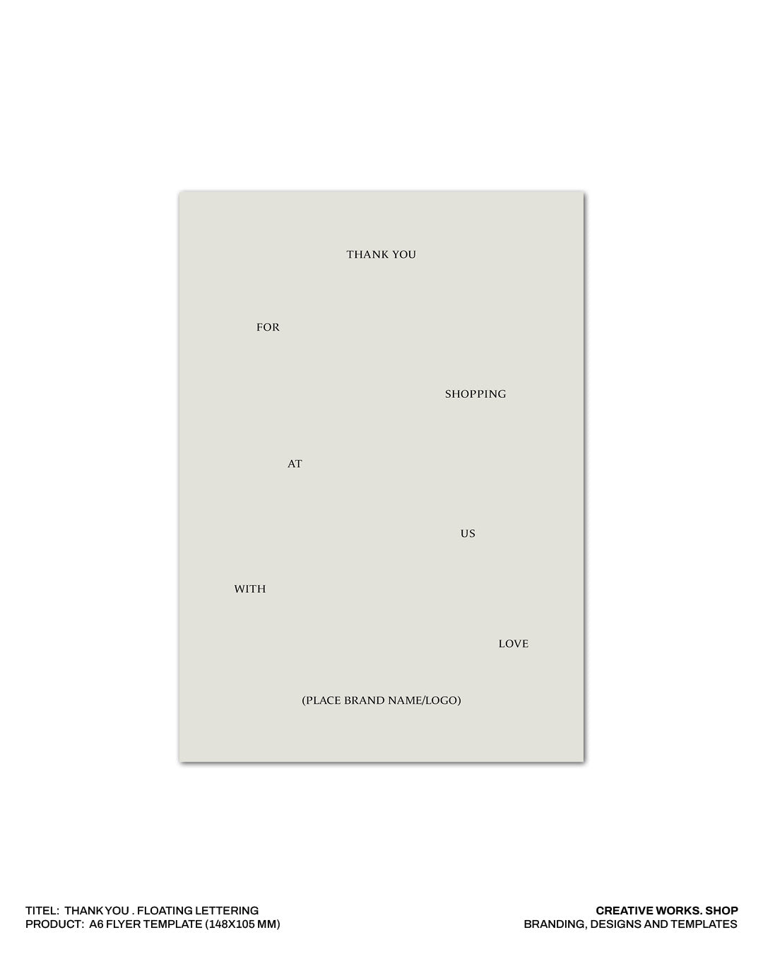 Thank you . Floating Lettering . 4 Pages .  A6 Flyer .