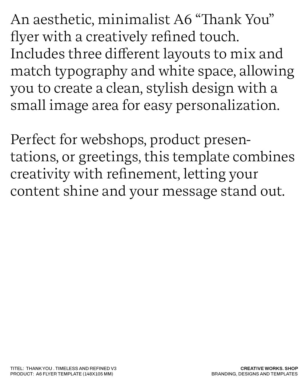 Thank you . Timeless and refined V3 . A6 Flyer Template
