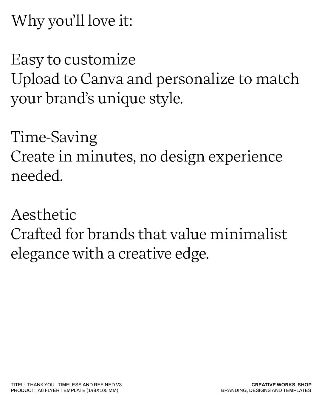 Thank you . Timeless and refined V3 . A6 Flyer Template