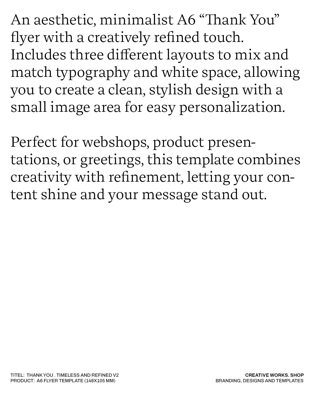 Thank you . Timeless and refined V2 . 3 Pages . A6 Flyer Template