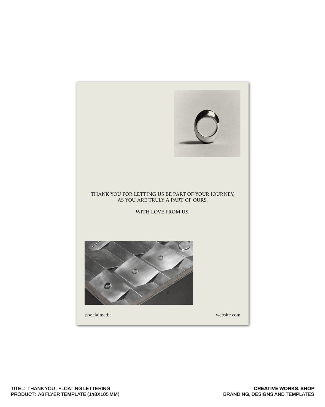 Thank you . Floating Lettering . 4 Pages .  A6 Flyer .