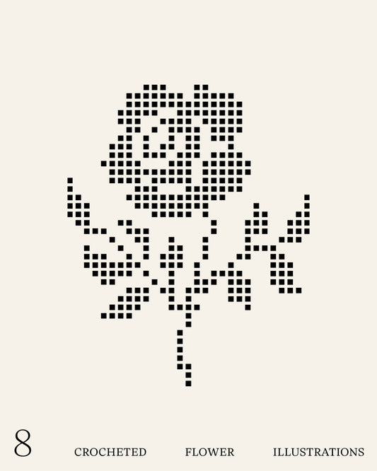 8 Crocheted Flower Illustrations