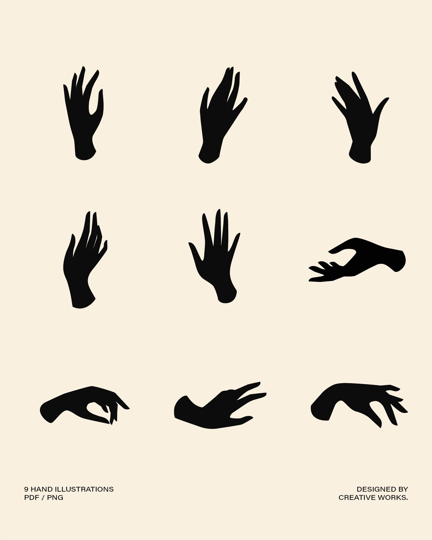 9 hand illustrations